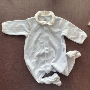 Petit Bateau velour blue onesie 6 mo